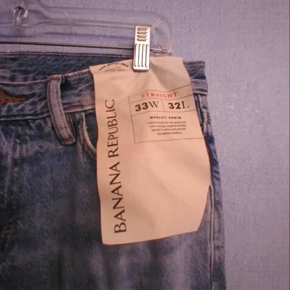 Banana Republic Straight Leg Jeans Distressed Patched Denim 33x32